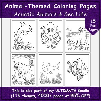 Aquatic Animals Coloring Pages | Creative Printable Art for Kids | Grades K-5
