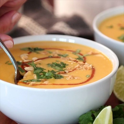 252K views · 216 reactions | This Sweet Potato and Peanut Soup with coconut milk, cilantro and lime is so good! {vegan and gluten-free} PRINT THE RECIPE HERE ---> https://www.healthyseasonalrecipes.com/sweet-potato-and-peanut-soup/ | Healthy Seasonal Recipes | Facebook