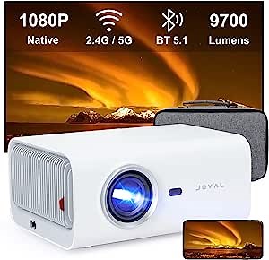 5G WiFi Bluetooth Projector, 9700L Native 1080P Full HD Portable Projector with Carrying Pouch, Keystone Correction, 150" Home&Outdoor Video Projector Compatible with TV Stick/PC/iOS/Android/PS5