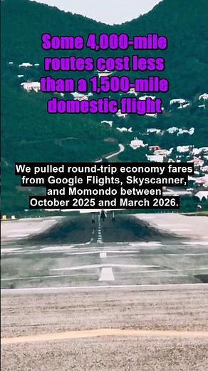 Some 4,000-mile routes cost less than a 1,500-mile domestic flight
