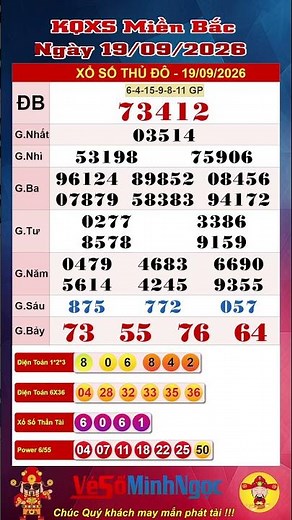 Northern Lottery, XSMB 09/19/2026, Live Lottery Results, Nam Dinh Lottery, Northern Lottery Results