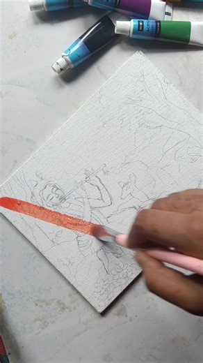 acrylic painting step by step easy tutorial krishna ji #explore #art #acrylictechniques #trending