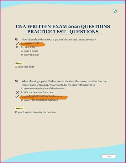 CNA Written Exam 2026 Practice Test | 100 Questions & Answers for CNA Certification Exam