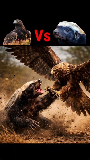 Golden Eagle vs Honey Badger Baby 😱 #shorts #animals