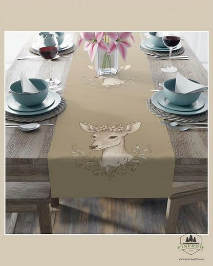 Elegant Deer Table Runner: Rustic Farmhouse Table Decor