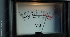 VU Meter of Analog Audio Player. Listening Vintage Analog Sound Recordings Close Up