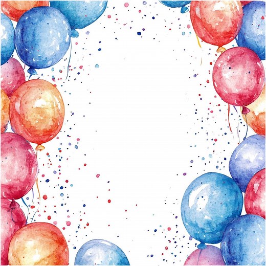 12 Balloon Border Clipart, Watercolor Party Balloons, Printable Clipart,celebration Frame Illustration,digital Download,birthday Invitations - Etsy