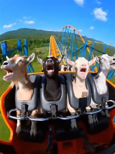 Goats Screaming on a Roller Coaster 😂#funnygoats #rollercoaster #animalfun #funnyanimals #goattok