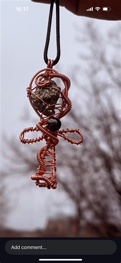 Copper Ankh Pendant W/ Crystal - Etsy