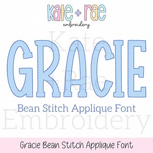 Gracie Bean Stitch Applique Embroidery Font • Bean Stitch Applique Embroidery Font • Native BX Machine Embroidery Font • Digital Download - Etsy