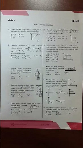 Fizikadan testlər. Nyutonun qanunları
