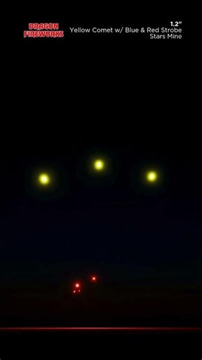 FWsim Single Shot | Yellow Comet w/ Blue & Red Strobe Stars Mine (1.2")