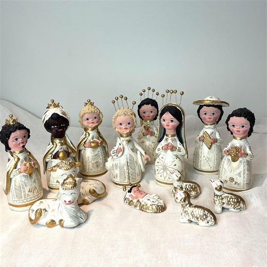 Vintage Mexican Clay Nativity Figurines, Hand Painted 14 Piece Pottery Religious Decor, Mexican Handmade, Christmas Folk Art - Etsy