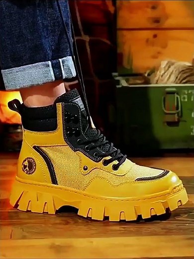NOXM.COM | Mens Chunky Sole Outdoor Techwear Work Boots with Mesh Panels