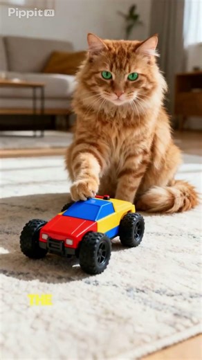 A cat that really loves to play with remote control car 😻🚗