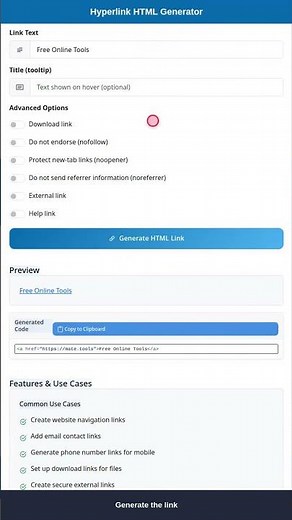HTML Hyperlink Generator - Create Link Tags #Shorts