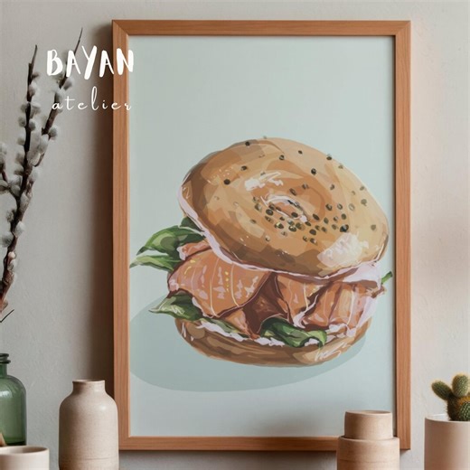 Bagel – Printable Kitchen Wall Art, Bakery & Deli Illustration (digital Download) - Etsy