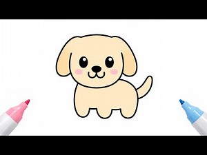 How to draw cute dog step by step 🐶 easy animal drawing for kids