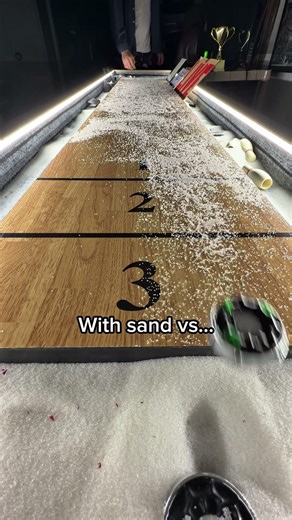Shuffleboard with sand vs without 😳