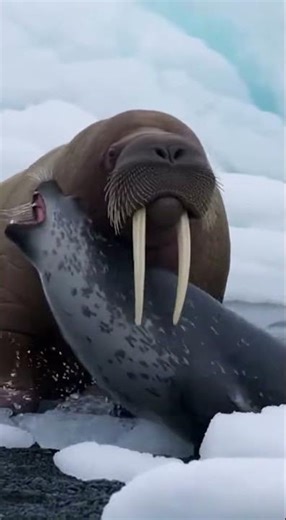 Walrus vs. Seal Showdown: An Epic Arctic Clash! #ArcticWildlife #NatureIsMetal