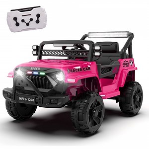12V Kids Electric Vehicles for Kids, 12V Ride on Electric Truck Car w/ Remote Control, Four-wheel suspension, USB, Bluetooth,Power display, lights, Battery Powered Ride on Toys for Boys Girls (Pink)