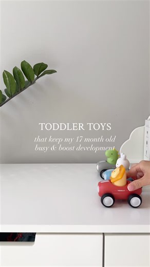 Toddler toys that keep my 17-month-old busy & boost development✨ Comment “TOYS” and I’ll DM you the list 💌 Be sure to follow me before commenting so my DM goes through! 🤍 These are some of our most loved toddler toys lately. They keep my 17 month old so busy while helping with fine motor & problem-solving skills. All of them are fun, hands-on, and great for development! 1. Push & Go Cars – Perfect for fine motor and cause-and-effect learning. 2. Train Set – Includes keys, locks, and animal fin