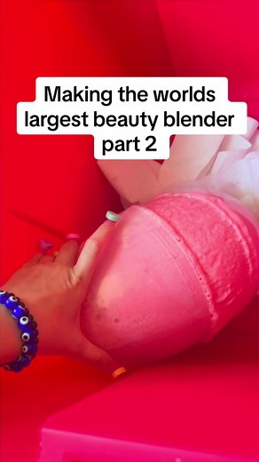 Making the worlds largest beauty blender 🤫 PART 2!! #beautyblender #makeup #tutorial #howto #DIY #worldslargestbeautyblender