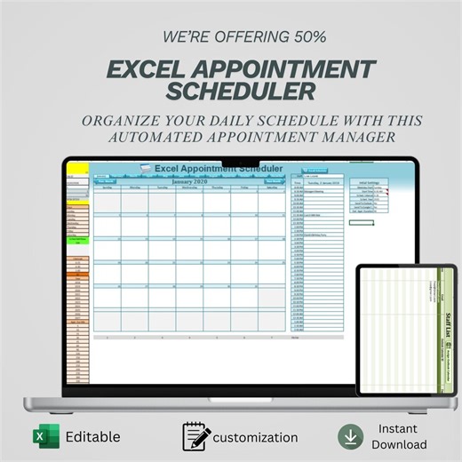 Excel Appointment Scheduler Template | Daily & Monthly Calendar Spreadsheet | Small Business Booking Tracker - Etsy UK