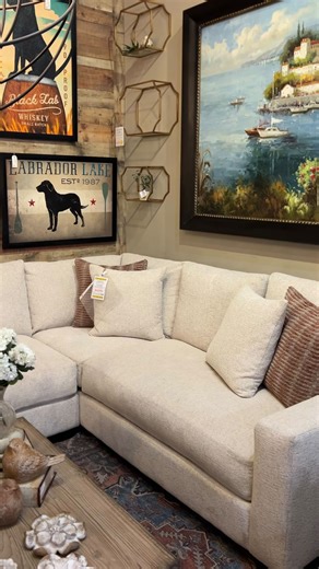 You’d never guess this couch is made with performance fabric 👀 Our Revive performance fabrics are durable, easy to clean, and made for real life perfect for homes with kids or pets. Stop by to see all the color options in store! #homedecor #homeinspo #performancefabric #whitecouch #furniture | Interior Accents