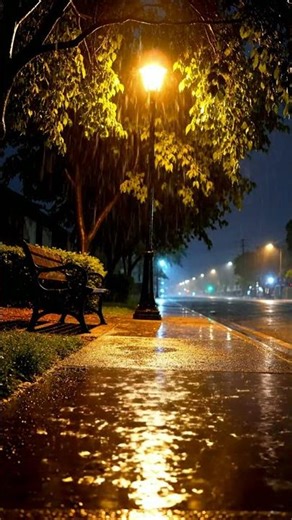 Relaxing Rain Under Street Lights 🌧️ Peaceful Rain Sounds for Sleep & Calm