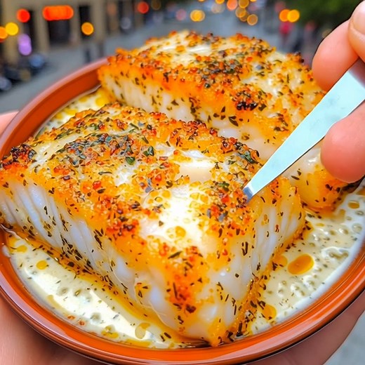 Garlic Herb Butter Baked Cod 🐟🧈 Flaky, buttery, and bursting with herbs — the perfect seafood dinner! 📝 Ingredients: 2 cod fillets (about 6 oz each) 3 tbsp melted butter 2 cloves garlic, minced 1 tbsp lemon juice 1 tsp dried parsley 1 tsp dried basil ½ tsp paprika ½ tsp thyme Salt and black pepper, to taste 1 tbsp olive oil Lemon slices, for serving 🍴 How to prepare it: 1️⃣ Preheat and prep: Preheat oven to 400°F (200°C). Pat cod fillets dry and season with salt and pepper — the foundation o