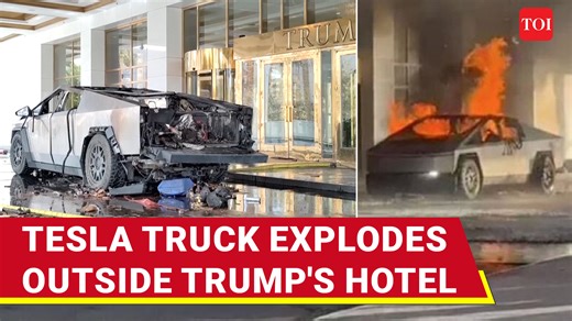 A #Tesla Cybertruck laden with explosives exploded outside #DonaldTrump International Hotel in Las Vegas. The explosion killed one and injuring seven others. As per Las Vegas Police, there is no indication that ISIS is involved in the attack. Watch | The Times of India