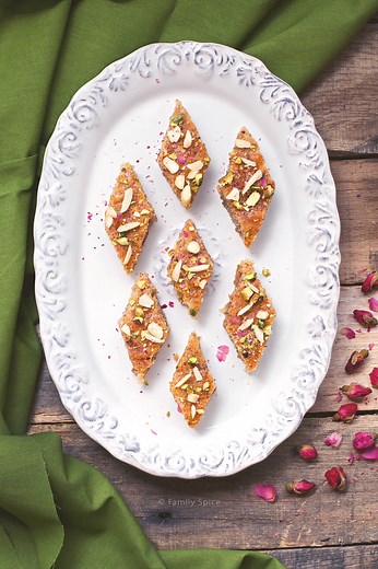 Persian Baklava Cake with Almonds and Rosewater