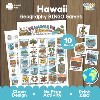 Hawaii State Geography BINGO Game | Symbols Landmarks Culture Activity