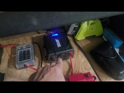 Harbor Freight 100 watt Kit, Jupiter 750 inverter, drawing power to supply a box fan for learning.