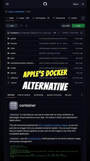 apple/container: Apple's Native Docker Alternative for Mac, Linux Containers as Lightweight VMs