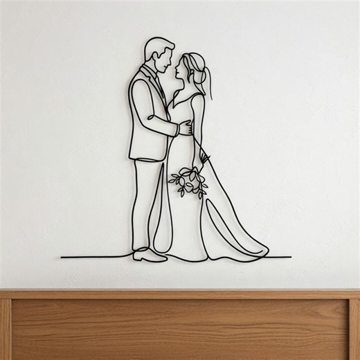 Bride and Groom Metal Wall Art, Wedding Couple Line Art Wall Decor, Romantic Living Room Decor, Bedroom Decor, Gifts for Newlywed Couples - Etsy