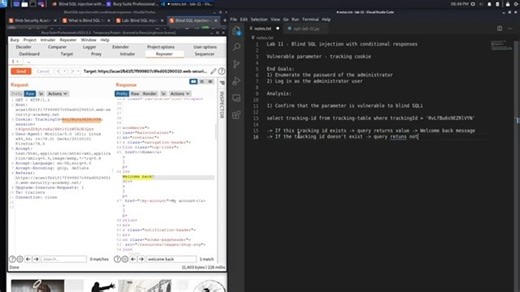 SQL Injection - Lab #11 Blind SQL injection with conditional responses