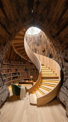 Building A Secret Library inside a massive tree trunk #diy #asmr #transformation #satisfying