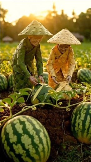 couples harvesting water melon
