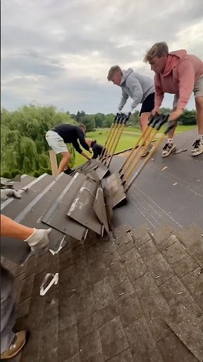 Crew installing Owens Corning duration driftwood shingles. #roofers #roofinstallation