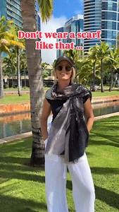 9K reactions · 164 shares | Would you wear a scarf like that ? Vote in poll ! * Here’s an easy and very chic way to wear a scarf . Cute little cape ! You can wear it just to cover your arms from the sun or at some places that require shoulder coverings or you can wear it to dress up your outfit or even over a coat ! What do you think ? * Let me know if you need outfit details  #scarf #scarftutorial #stylinghacks | Blonde Beach Vibes | Facebook