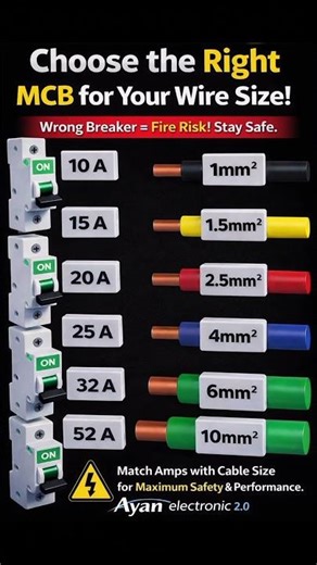 Galat MCB = Khatra ⚠️ | Sahi Wire Size Samjho #shots #safety #electrician #wiring #electrical