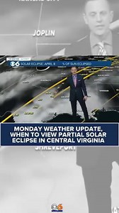 1.5K views |  Meteorologist details when to view Monday's partial solar eclipse in Central Virginia and has a state-by-state look at cloud cover in the path of totality. Those parts of the U.S. will experience a total solar eclipse.  | WTVR CBS 6 News | Facebook