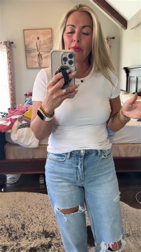 Can’t be a classic white tee, but there are 12 colors to choose from. They are true to size or you can size up if you don’t want it so fitted. @Anrabess Fashion #slimmingshirt #fittedtee #classicwhitetee #springmusthaves