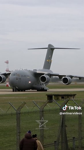 C-17 Globemaster's Powerful Takeoff from RAF Lakenheath