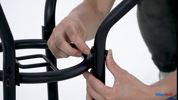 Yaheetech 27.4'' Patio Bistro Table Round Outdoor Coffee Table, Round Tempered Glass Top with 1.7'' Umbrella Hole, Iron Frame for Balcony Backyard Lawn and Garden