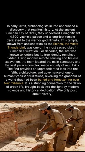 76K views · 1.1K reactions | A lost 4,500-year-old Sumerian palace and temple complex has been rediscovered in Iraq. #archaeology #ancienthistory #discovery | Archaeological Wonders | Facebook