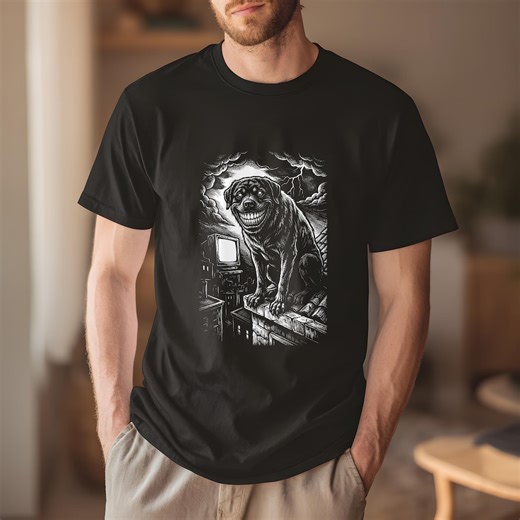 Cursed Dog Creepypasta Shirt, Analog Horror Woodcut T-shirt, Scary Dark Art Tee, Internet Horror Gift - Etsy