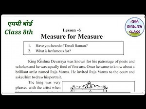 Class-8 Lesson 6 (Measure for Measure) | कक्षा-8 पाठ-6 का हिंदी अनुवाद | MP Board | हिंदी मीडियम |